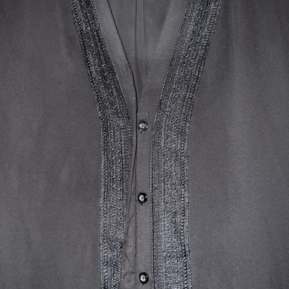 Button Down Crocheted Black Plus Size Blouse! - image 4